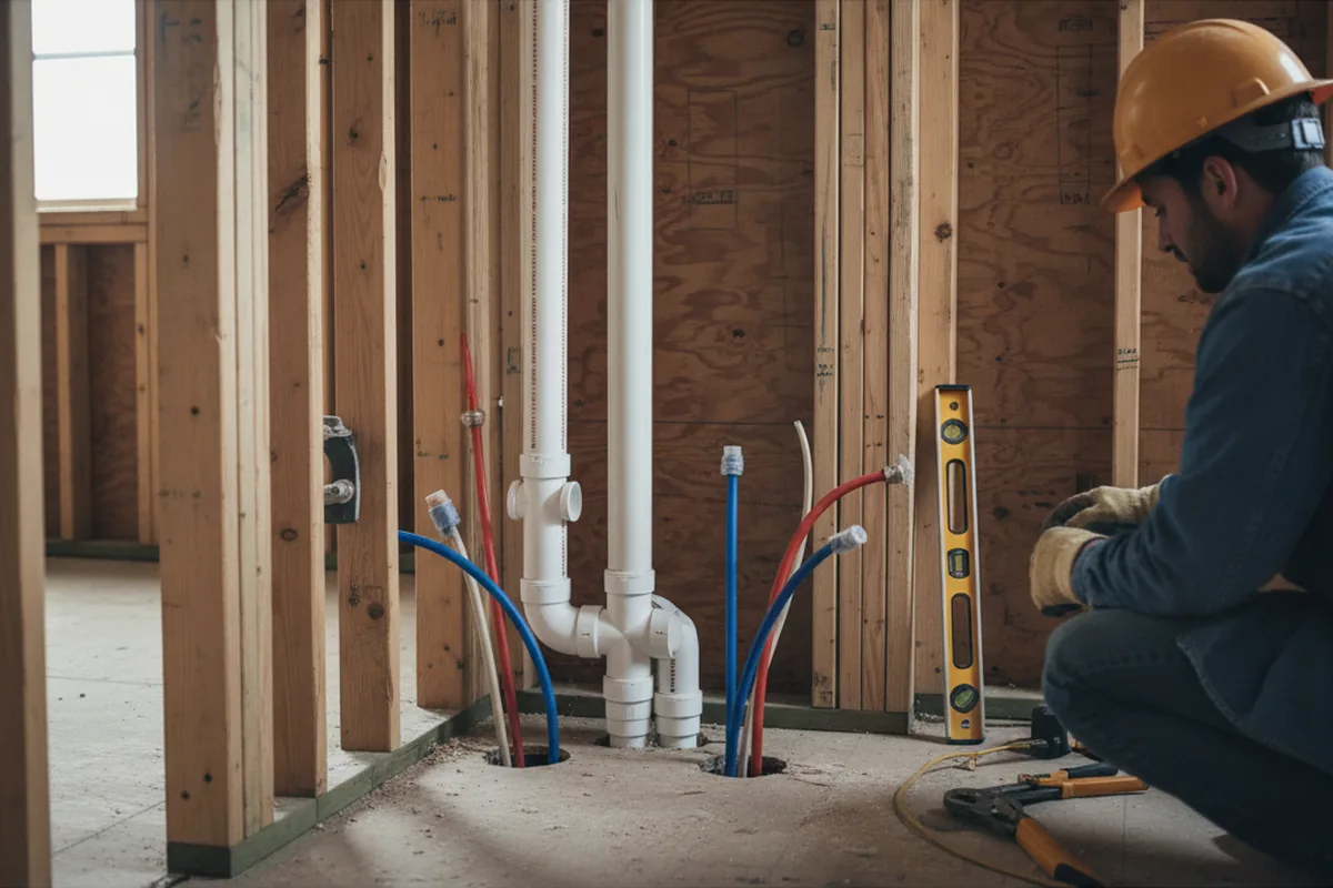 Drain and supply rough-in during Sump Pump Repair in Blue Ridge Summit